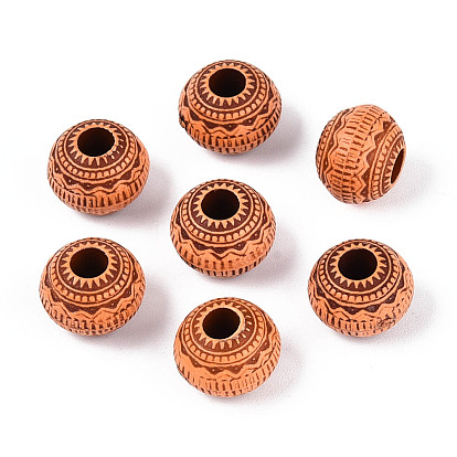 Имитация деревянных акриловых европейских шариков, бусины с большим отверстием, круглые