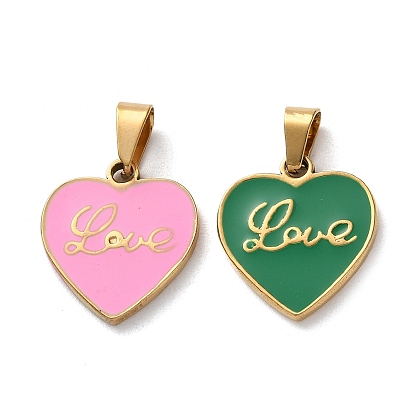 201 нержавеющей стальной эмали подвески, сердце со словом любовь прелести, вакуумное покрытие pvd, золотые