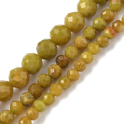 Натуральные желтые зеленые опаловые бусы, граненые, круглые