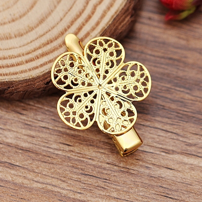 Желехная фурнитура заколки , с настройками передних панелей латуни филигрань цветок кабошон