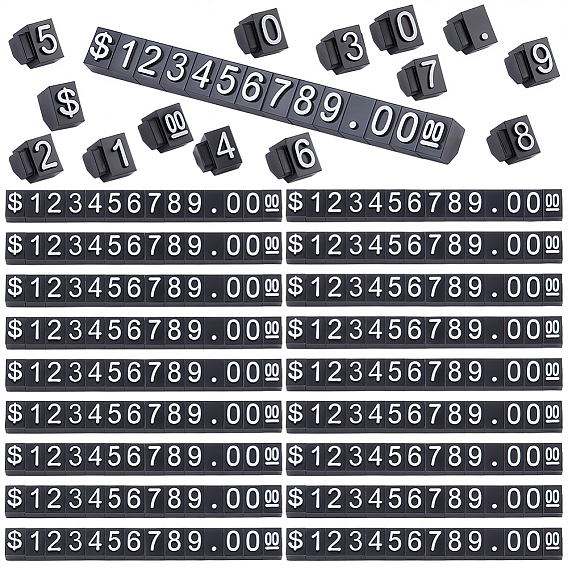 50 сумки из АБС-пластика, ценник в виде куба, регулируемый ценник, с набором ценовых блоков с цифрами и буквами в долларах, для стойки дисплея цены ювелирных изделий