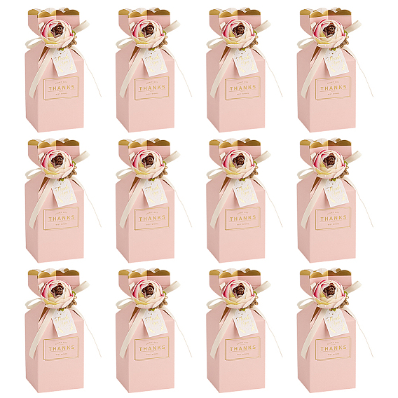 Прямоугольные бумажные коробки для хранения конфет с пластиковым цветком, коробка для упаковки конфет для свадебных принадлежностей