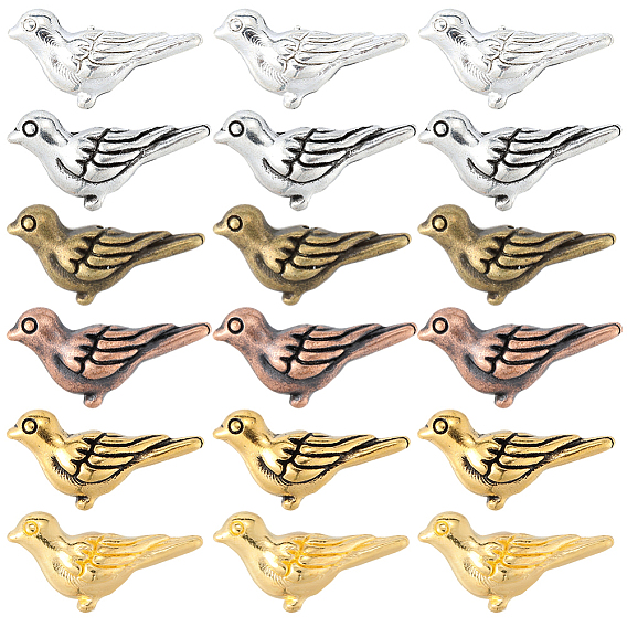 150 шт 6 цвета бусины из сплава тибетского стиля, птица, без свинца и без кадмия