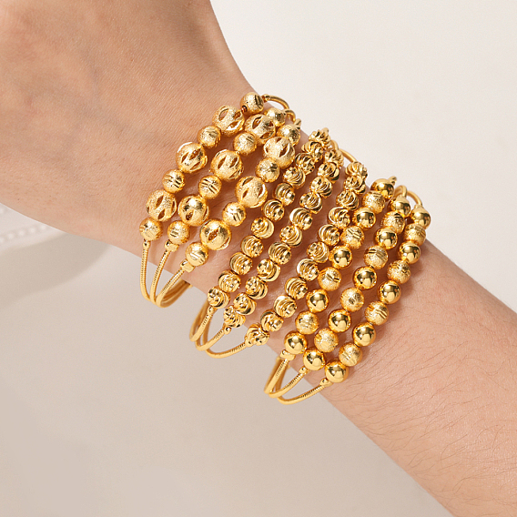 Элегантные многослойные текстурные латунные бусины браслеты-манжеты