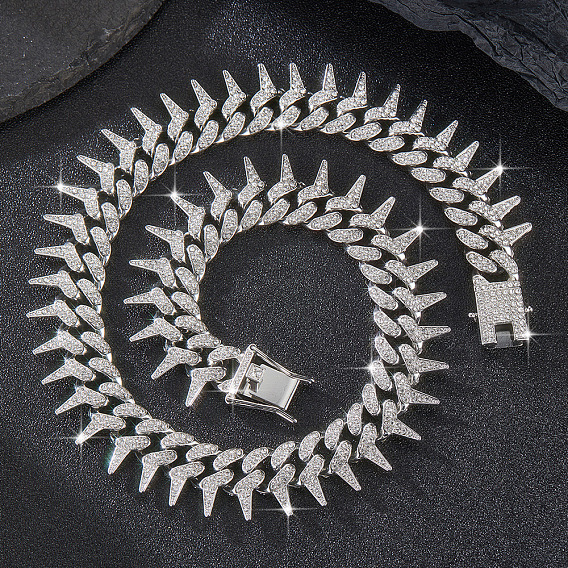 Латунные кристаллы горный хрусталь шипы шип кубинские звенья цепи ожерелья для мужчин