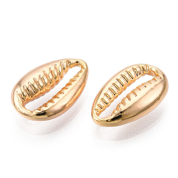 Brass Linking Rings, Cowrie Shell Shape, Long-Lasting Plated, Nickel Free