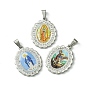 304 подвески из нержавеющей стали, с стразами и эмалью, овал со святым шармом, цвет нержавеющей стали