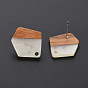 Two Tone Resin & Walnut Wood Stud Earring Findings, with 304 Stainless Steel Pin and Hole, Pengaton