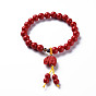 Elephant Cinnabar Mala Bead Bracelets, Buddhist Jewelry, Stretch Bracelets