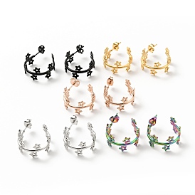 Star Wrap Stud Earrings, 304 Stainless Steel Half Hoop Earrings for Women