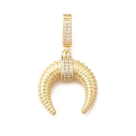 Латунные микропаве прозрачные подвески с фианитом, амулеты из бычьих рогов