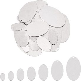 Unicraftale 28Pcs 7 Style 304 Stainless Steel Pendants, Stamping Blank Tag, Laser Cut, Double-sided Drawing Effect, Oval
