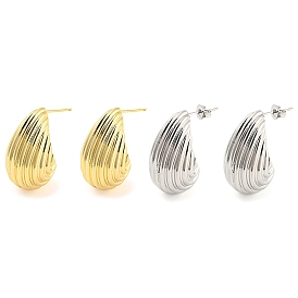 Rack Plating Brass Shell Shape Stud Earrings, Long-Lasting Plated, Lead Free & Cadmium Free