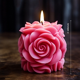 Día de San Valentín 3d rosa flor pilar diy moldes de velas de silicona, moldes para velas de aromaterapia, moldes para hacer velas perfumadas