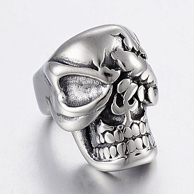 304 Stainless Steel Beads, Large Hole Beads, Skull Head