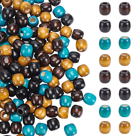 120шт 4 цвета натуральное дерево окрашенные бусины, большие отверстия баррель бисером