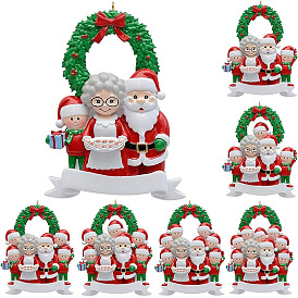 Resin Santa Claus Family Pendant Decorations, for Christmas Tree Hanging Ornaments