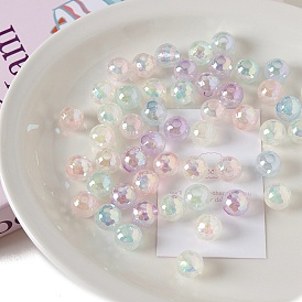 Opaque Acrylic European Beads, Large Hole Beads, Faceted, Round