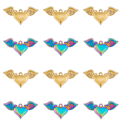 12 шт. 2 цвета 304 подвески из нержавеющей стали, подвески в виде крыльев сердца