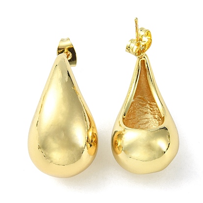 Rack Plating Brass Twist Teardrop Stud Earrings for Women, Lead Free & Cadmium Free