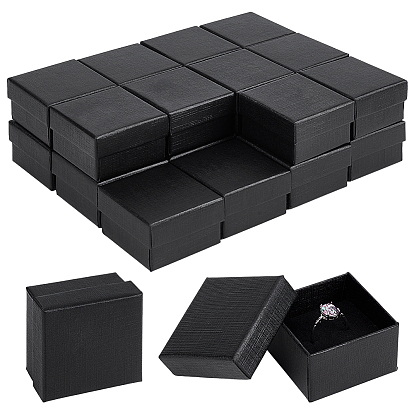 Квадратные картонные коробки для хранения ювелирных изделий, с губкой внутри, серьги кольца ожерелья браслеты подарки упаковка