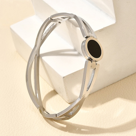 304 браслеты из нержавеющей стали с эмалевым покрытием для женщин, плоско-круглые