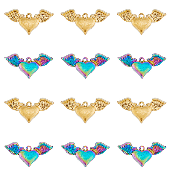 12 шт. 2 цвета 304 подвески из нержавеющей стали, подвески в виде крыльев сердца