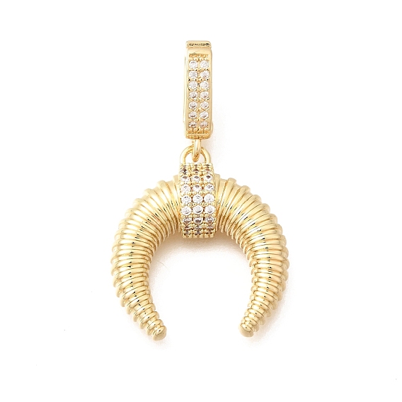 Латунные микропаве прозрачные подвески с фианитом, амулеты из бычьих рогов