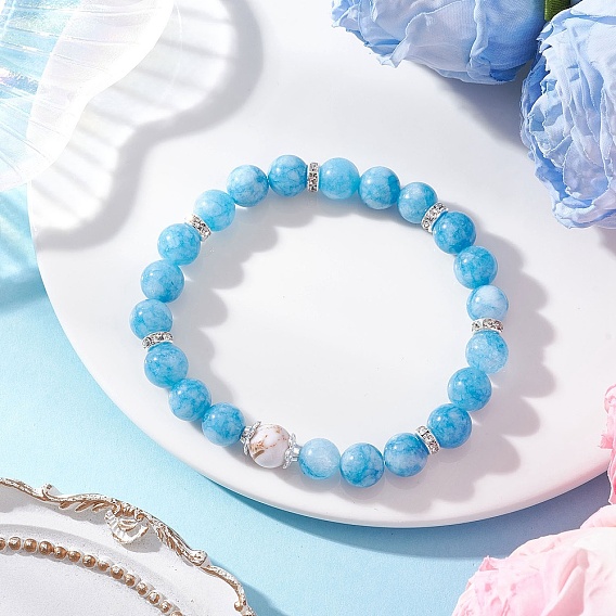 Браслеты из натуральных кварцевых бусин для женщин, круглые, с ракушками и синтетической бирюзой