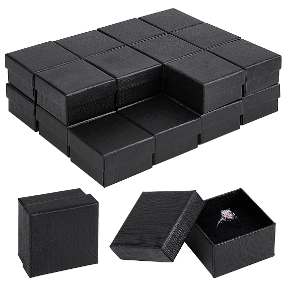 Квадратные картонные коробки для хранения ювелирных изделий, с губкой внутри, серьги кольца ожерелья браслеты подарки упаковка