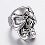 304 Stainless Steel Beads, Large Hole Beads, Skull Head