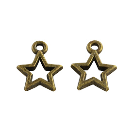 Tibetan Style Alloy Star Charms, Cadmium Free & Lead Free, 13x10x2mm, Hole: 1.5mm, about 2272pcs/1000g