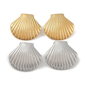 304 Stainless Steel Stud Earrings for Women, Shell Shape