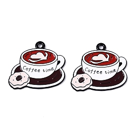 Подвески из эмалевого сплава с краской для выпечки, кофе с пончиками, чёрные