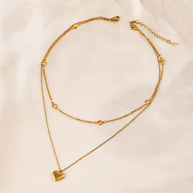 Двухслойные ожерелья из нержавеющей стали с подвеской в форме сердца для женщин