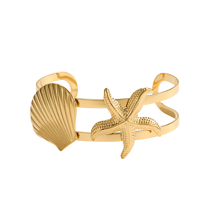 Из нержавеющей стали манжеты браслеты, ионное покрытие (ip), морская звезда