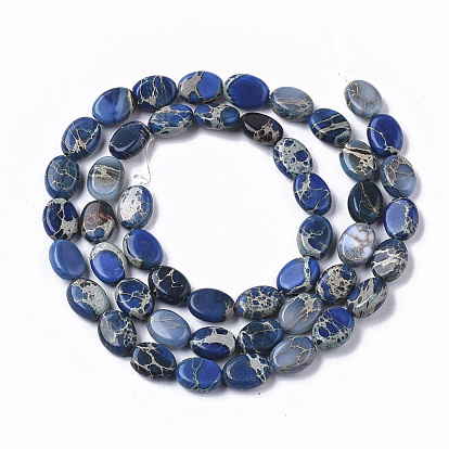 Natural Imperial Jasper Beads Strands, Dyed, Oval