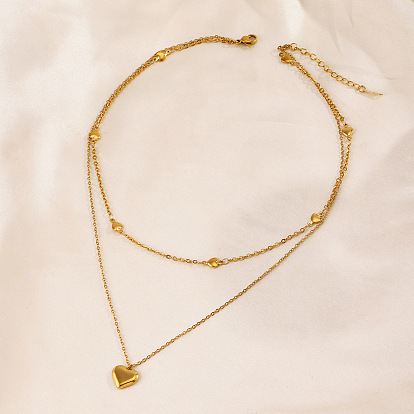 Двухслойные ожерелья из нержавеющей стали с подвеской в форме сердца для женщин
