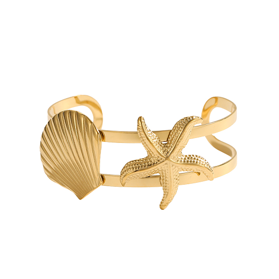 Из нержавеющей стали манжеты браслеты, ионное покрытие (ip), морская звезда