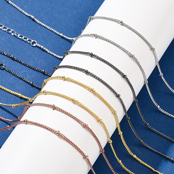 2мм латунные спутниковые цепочки-ожерелья для женщин, с 304 из нержавеющей стали омара застежками, стойки покрытие, без свинца и без кадмия, долговечный