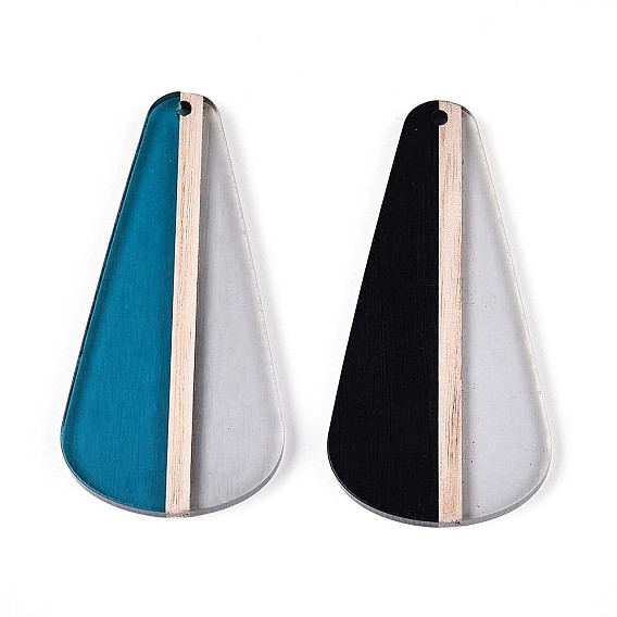 Прозрачные подвески из смолы и дерева, слеза, два тона