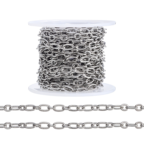 304 Stainless Steel Textured Cable Chains, Unwelded, with Spool
