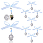 9Pcs 316 Surgical Stainless Steel Locket Pendants, Oval, with Polyester Bowknot