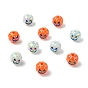10шт. 2 цвета Хэллоуин УФ-покрытие акриловые бусины, радужный, круглый с фонарем из тыквы