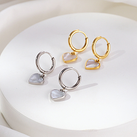 Стильные серьги-кольца из нержавеющей стали в форме сердца