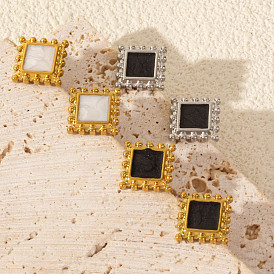 304 квадратные серьги-гвоздики из нержавеющей стали, с эмалью, украшения для женщин