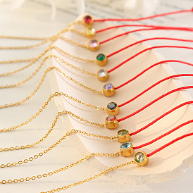 Красочный минималистичный улыбающийся браслет 12 с уникальными цирконами на красной веревке
