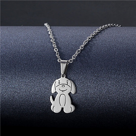 Dog Stainless Steel Pendant Necklaces, Cable Chain Necklaces for Women