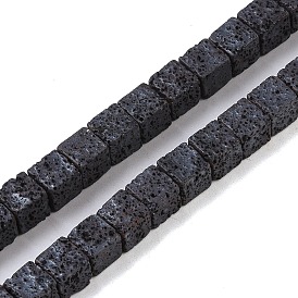 Frosted Natural Lava Rock Beads Strands, Cube