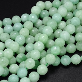 Glass Imitation Myanmar Jade Beads Strands, Faceted Round
